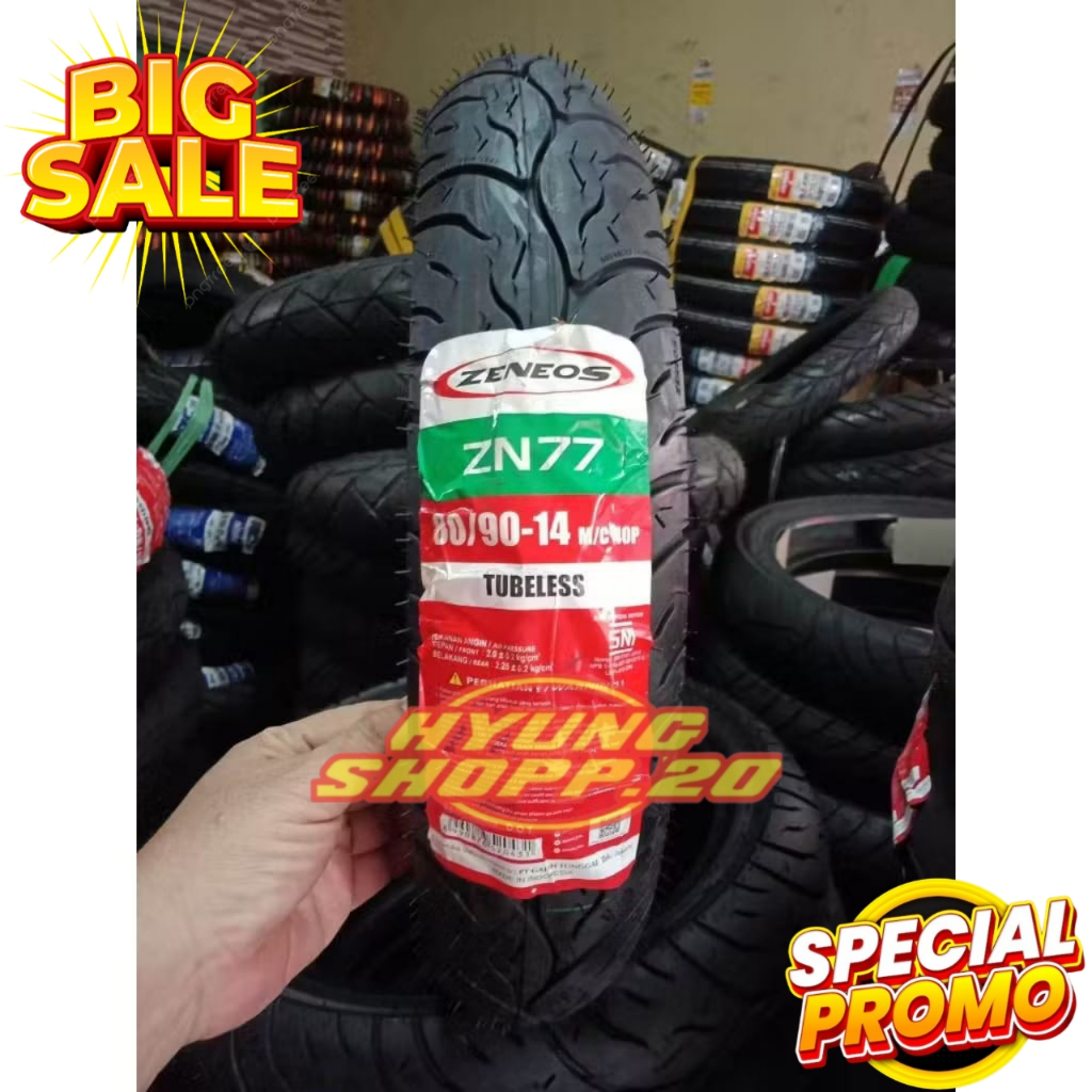 Ban ZENEOS ZN77 90/90-14 TUBELESS, Ban Belakang Beat fi,Vario 110,Vario125,Scoopy Ring14