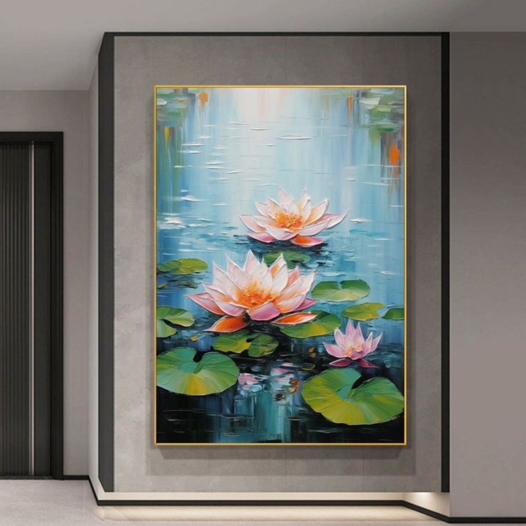 lukisan dinding bunga tulip tekstur timbul classic estetik