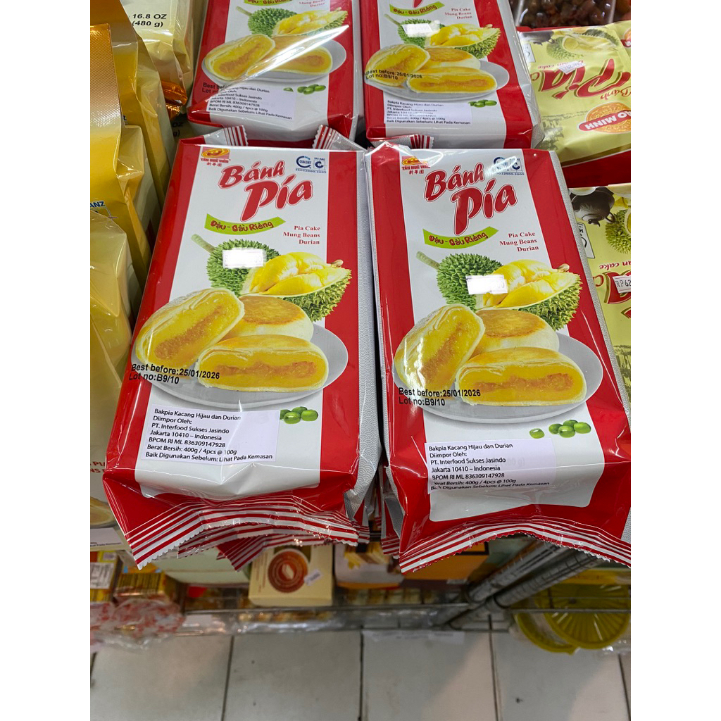Banh pia vietnam pia cake mung beans durian - bakpia vietnam rasa kacang hijau durian 400 grm Cookie