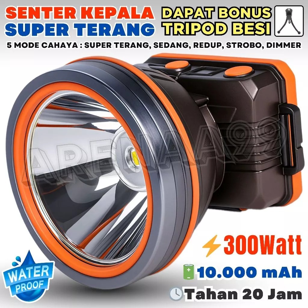 Jinlong JL-9201 Senter Kepala Headlamp 300W 10000mAh Cahaya Putih - Waterproof