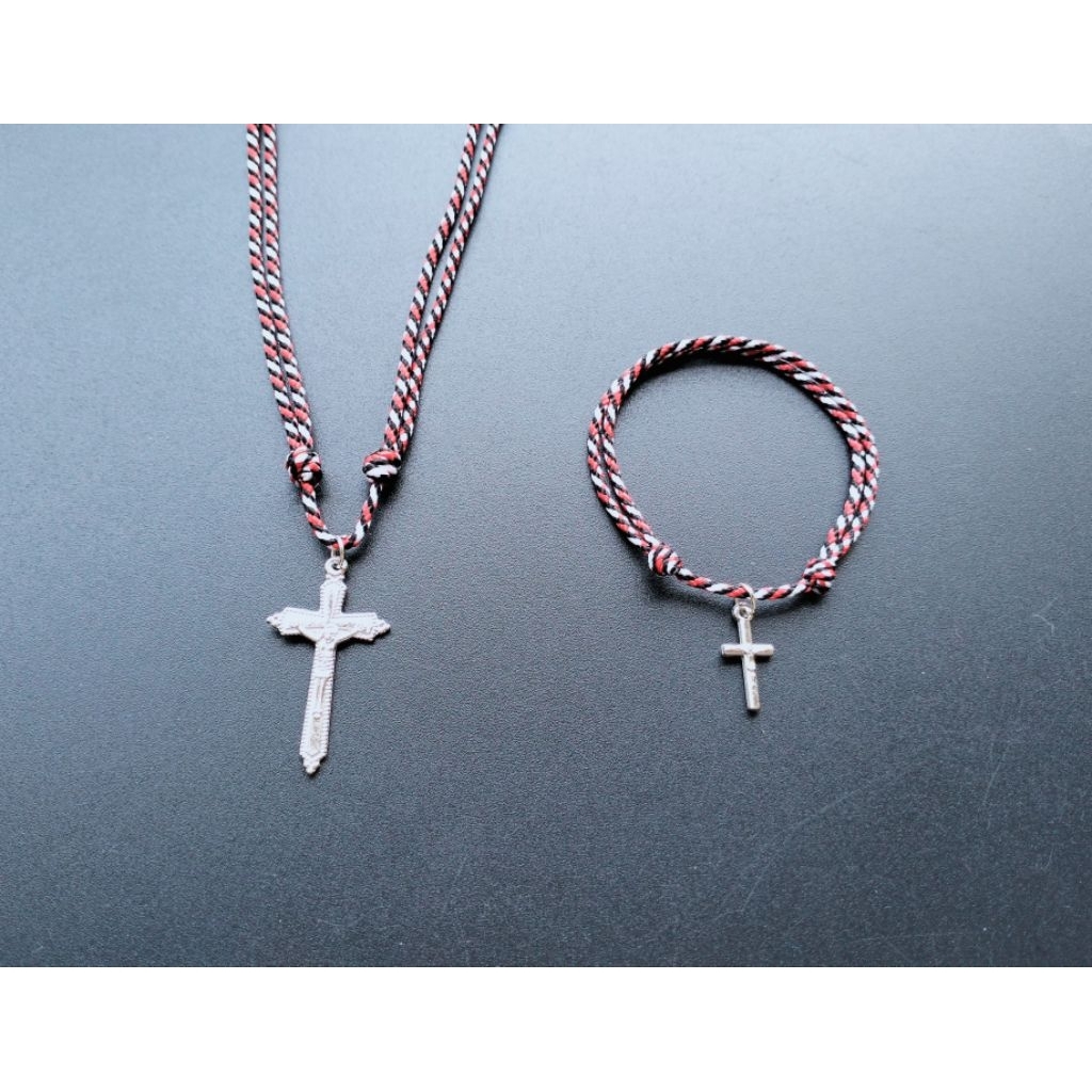 KG43 PAKET KALUNG + GELANG SALIB KATOLIK TALI TRIDATU 2MM
