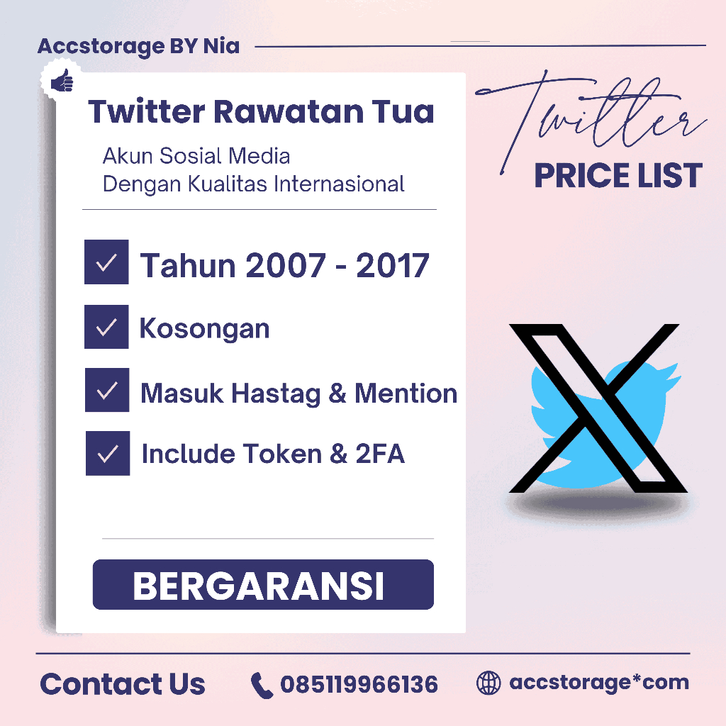 Jual Akun Twitter Rawatan 2007–2024 | Masuk Hashtag & Mention | Siap Pakai