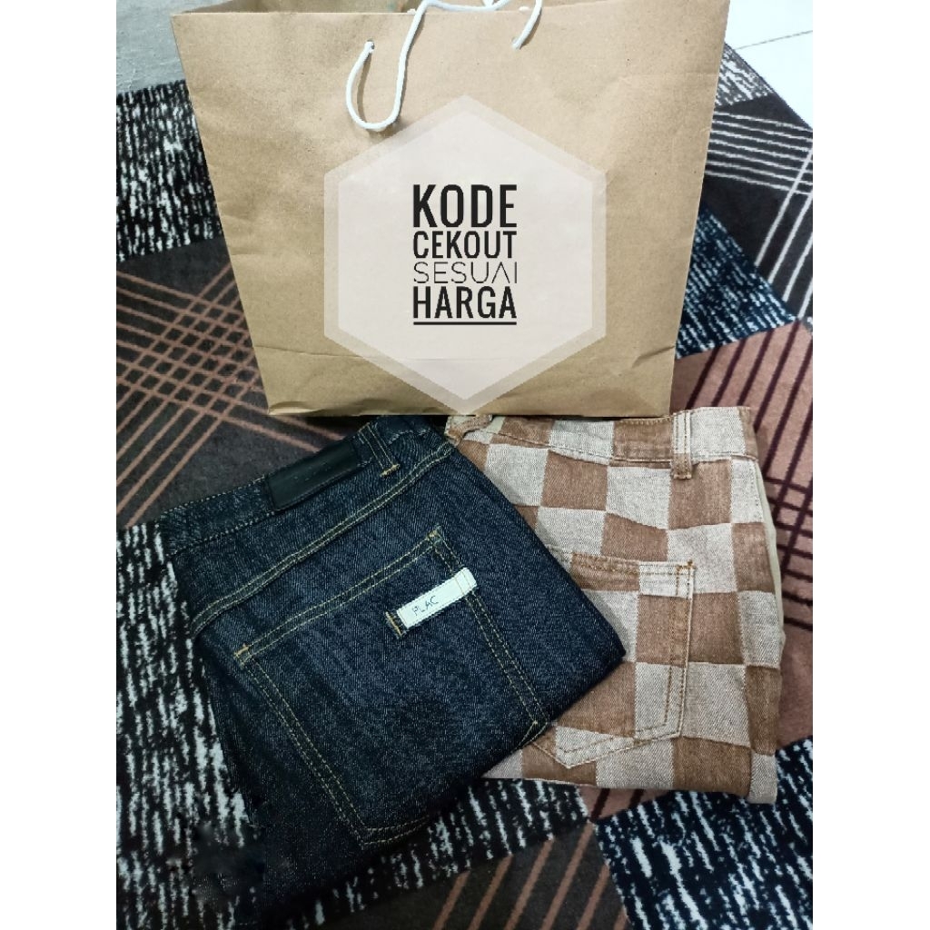celana jeans denim cowo slim cargo beggy