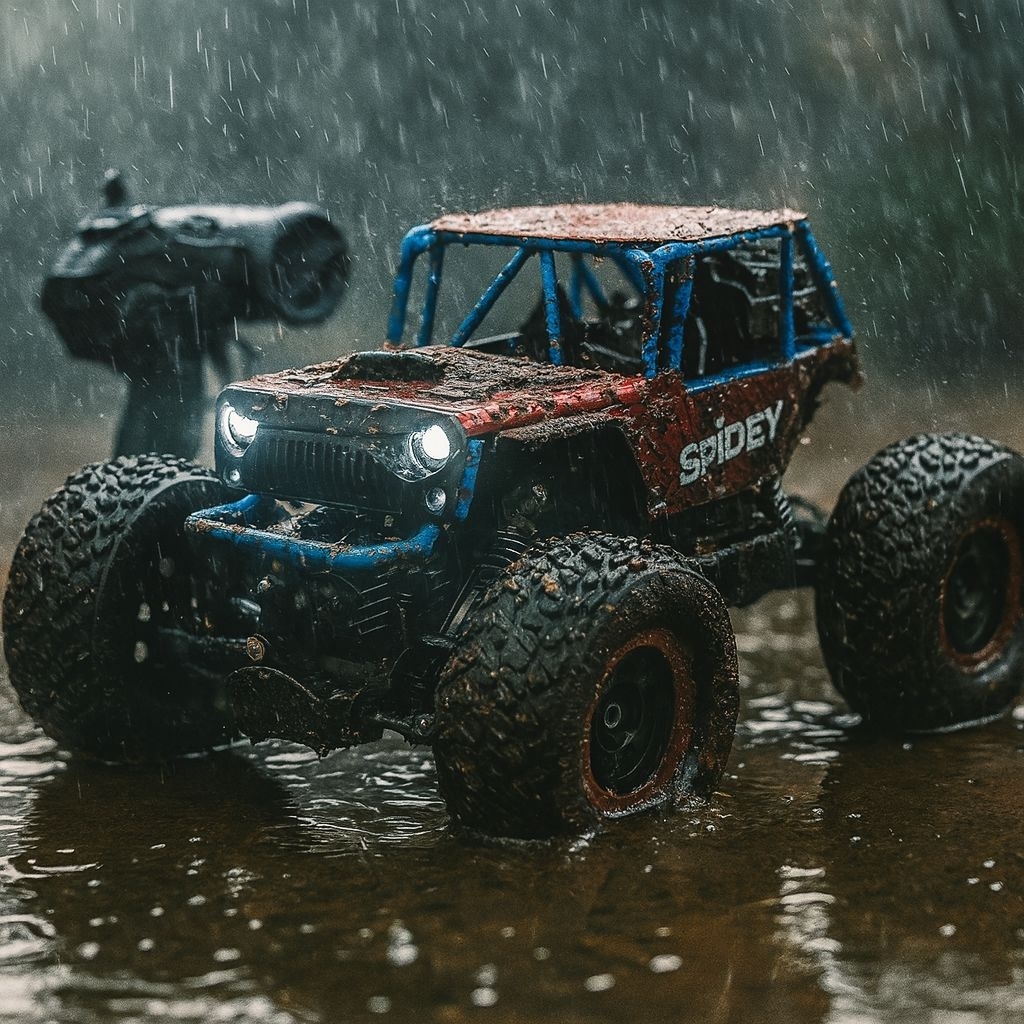 Mobil RC Jeep Offroad 4WD Skala 1:14 Jumbo Body Besi LED Tahan Air 2.4GHz