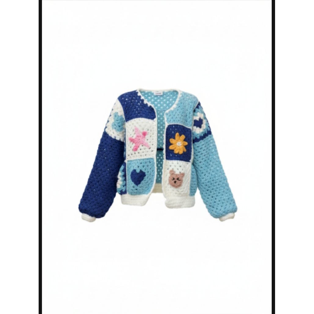 Myhandmade24 Cardigan handmade Crochet Granny Square Custom murah Pre-order