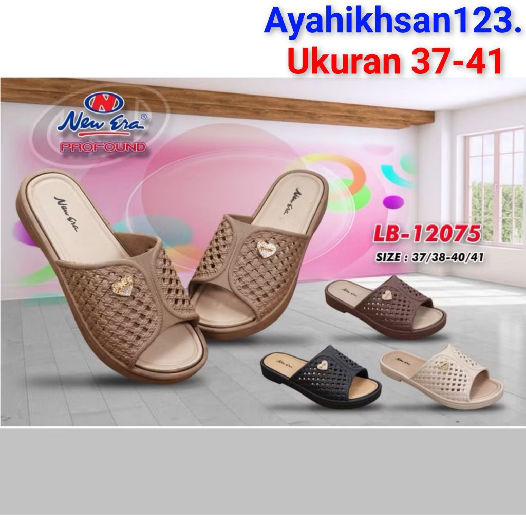 NEW ERA 12075 sandal slop karet wanita/perempuan ukuran 37-41