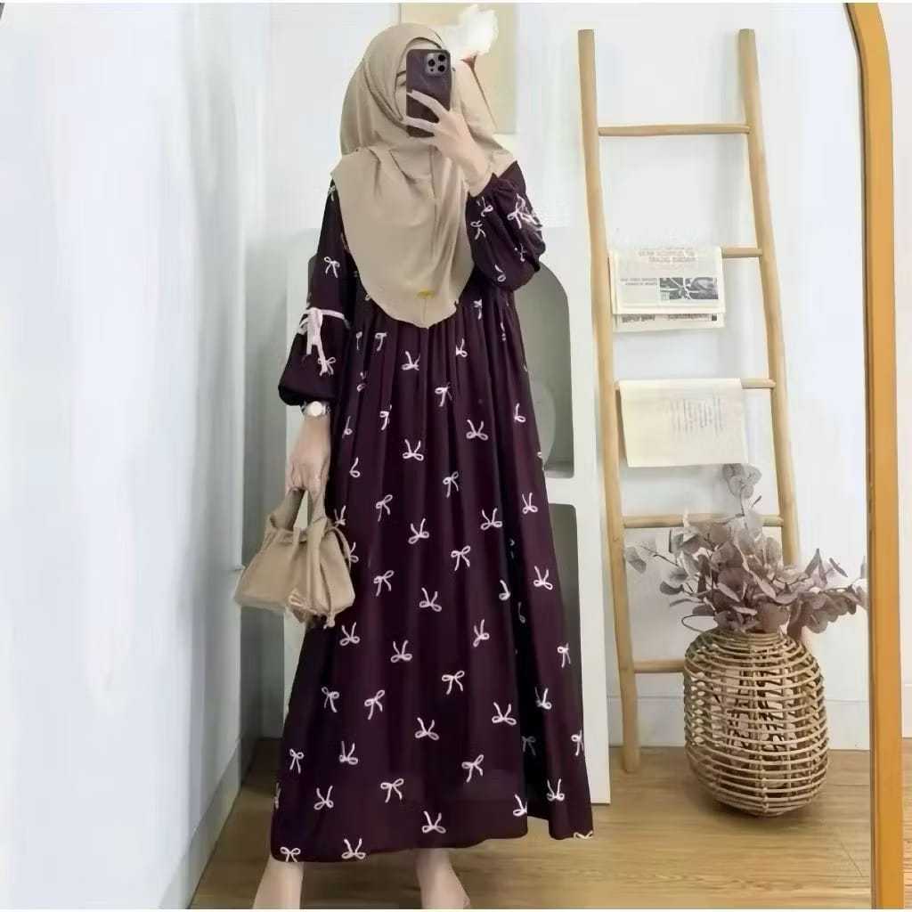 Aurel Dress Pita Balon Rayon Premium Muslim || Aurel Midi Dress Pita Balon Adem Modis