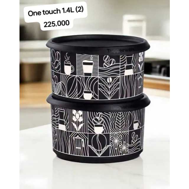 Tupperware Flash Sale - One Touch Canister 1,4L (2 pcs) - Toples tutup cukup sekali tekan - Sale han