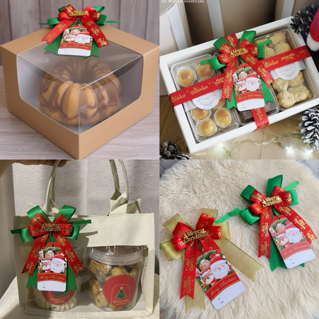Pita Hampers Natal Free Hangtag & Mini Gold Topper READY STOCK BIG Size Pita Hampers Kotak Kue Natal