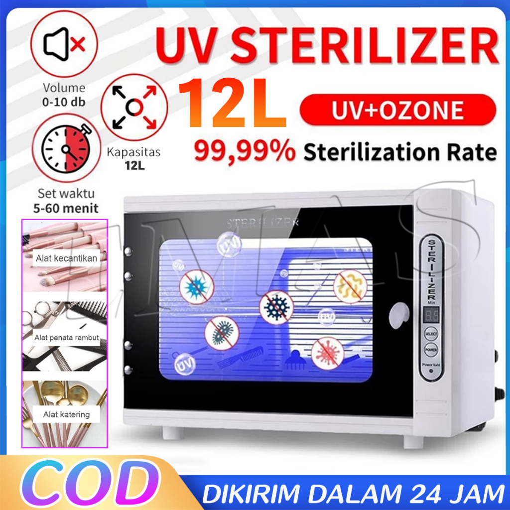 Box UV Kabinet Ozon 12L Disinfeksi Kotak Sterilisasi UV Sterilizer Box Disinfection 99.9% Ozon UV Ki