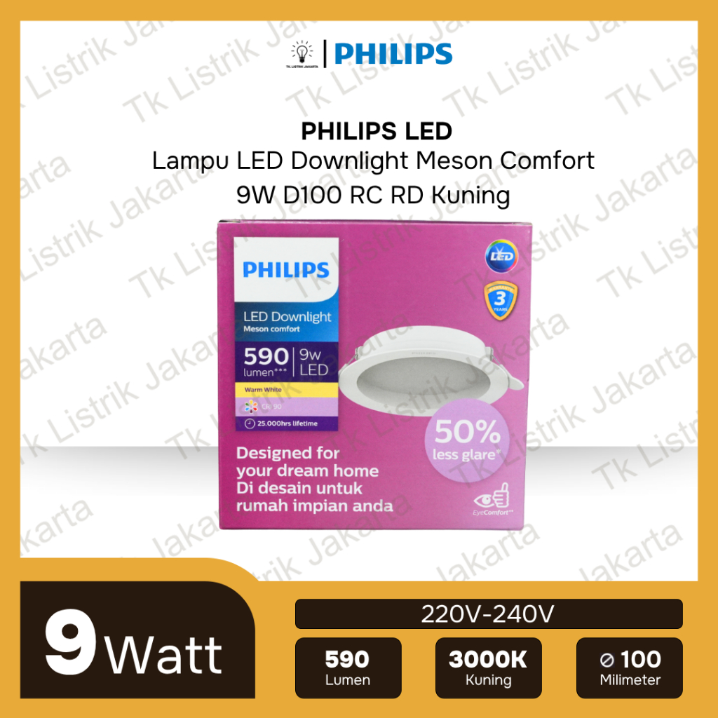 Lampu LED Downlight Philips Meson Comfort 9W D100 RC RD