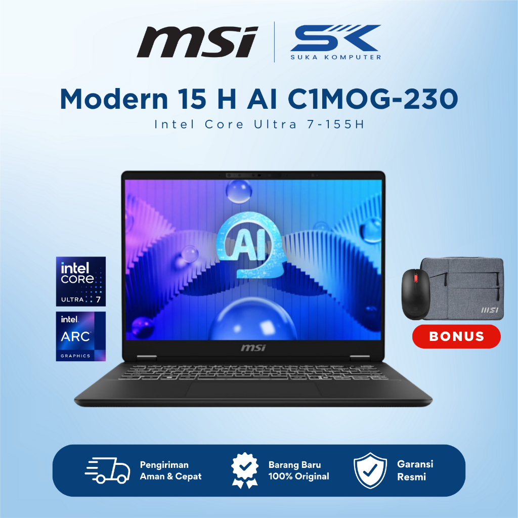 MSI Modern 15 H AI C1MOG-230 /Ultra 7 155H/16GB/512GB SSD/W11+OHS