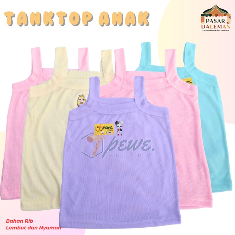 6 PCS kaos dalam anak cewek sablon karakter / dalemana anak pperempuan umur 2-7 tahun - tanktop anak