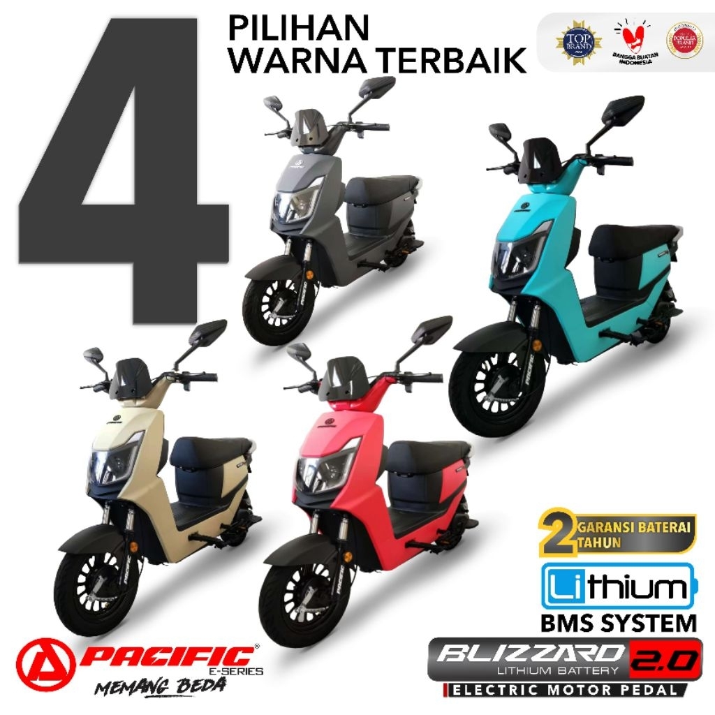SEPEDA LISTRIK E MOPED E BIKE PACIFIC BLIZZARD 2.0 SEPEDA LISTRIK BATERAI LITHIUM