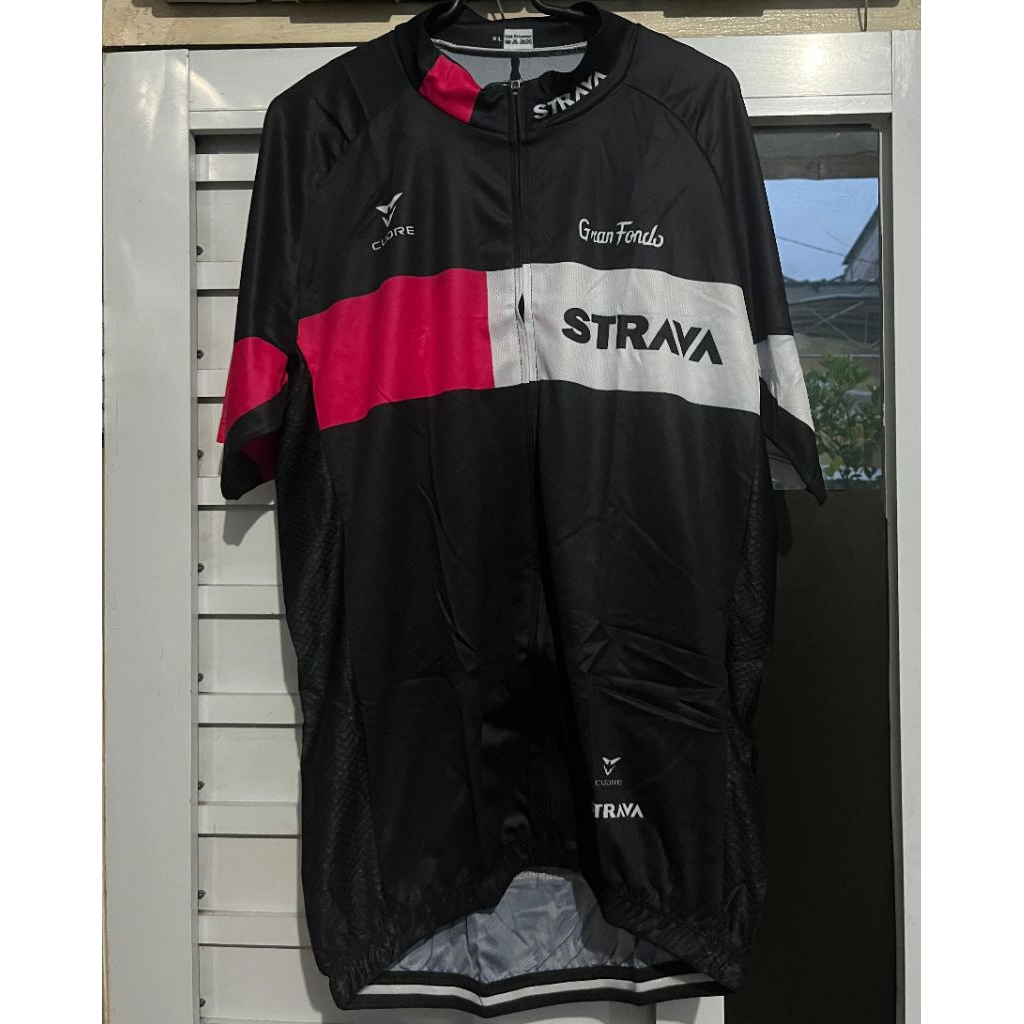 Jersey Sepeda Strava Hitam Pink Putih
