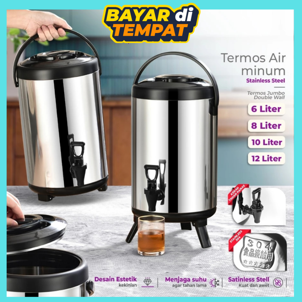 PUSAT_HEMAT Termos Air Milk Tea Bucket Water 8 10 12 Liter /Dispenser Minuman Serbaguna/ Drink Jar T