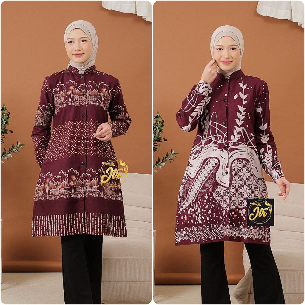 Tunik Batik Wanita Modern Busui Atasan Batik Kerja Wanita Tunik Batik Couple Atasan Seragam Halus