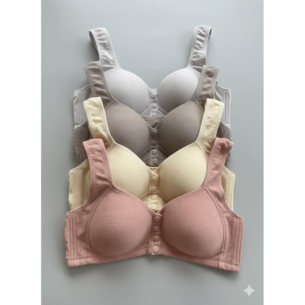 BH Pakaian Dalam Kancing Depan Cotton Murni Ukuran Besar Bra Tanpa Kawat