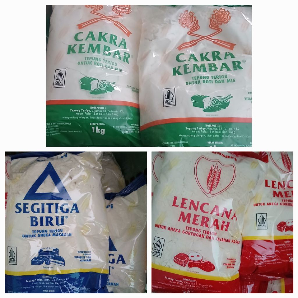 Tepung Bogasari Segitiga biru Lencana Merah Cakra Kembar
