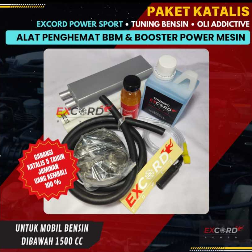PAKET KATALIS PENGHEMAT BBM DAN BOOSTER POWER MESIN UNTUK MOBIL BENSIN EXCORD POWER SPORT