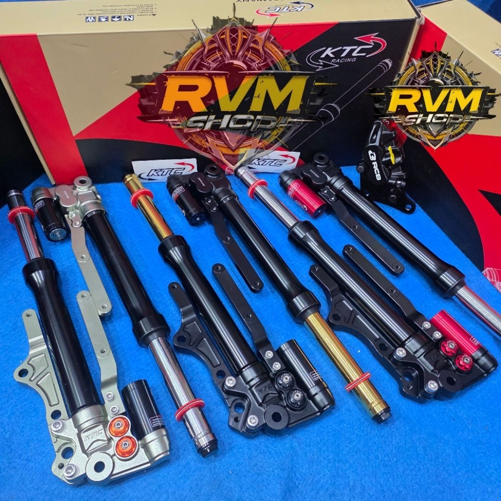 PAKETAN SET SHOCK DEPAN KTC MATRIX KLIK REBOND KLIK KOMPRESI+KALIPER RCB E SERIES AEROX OLD NEW LEXI