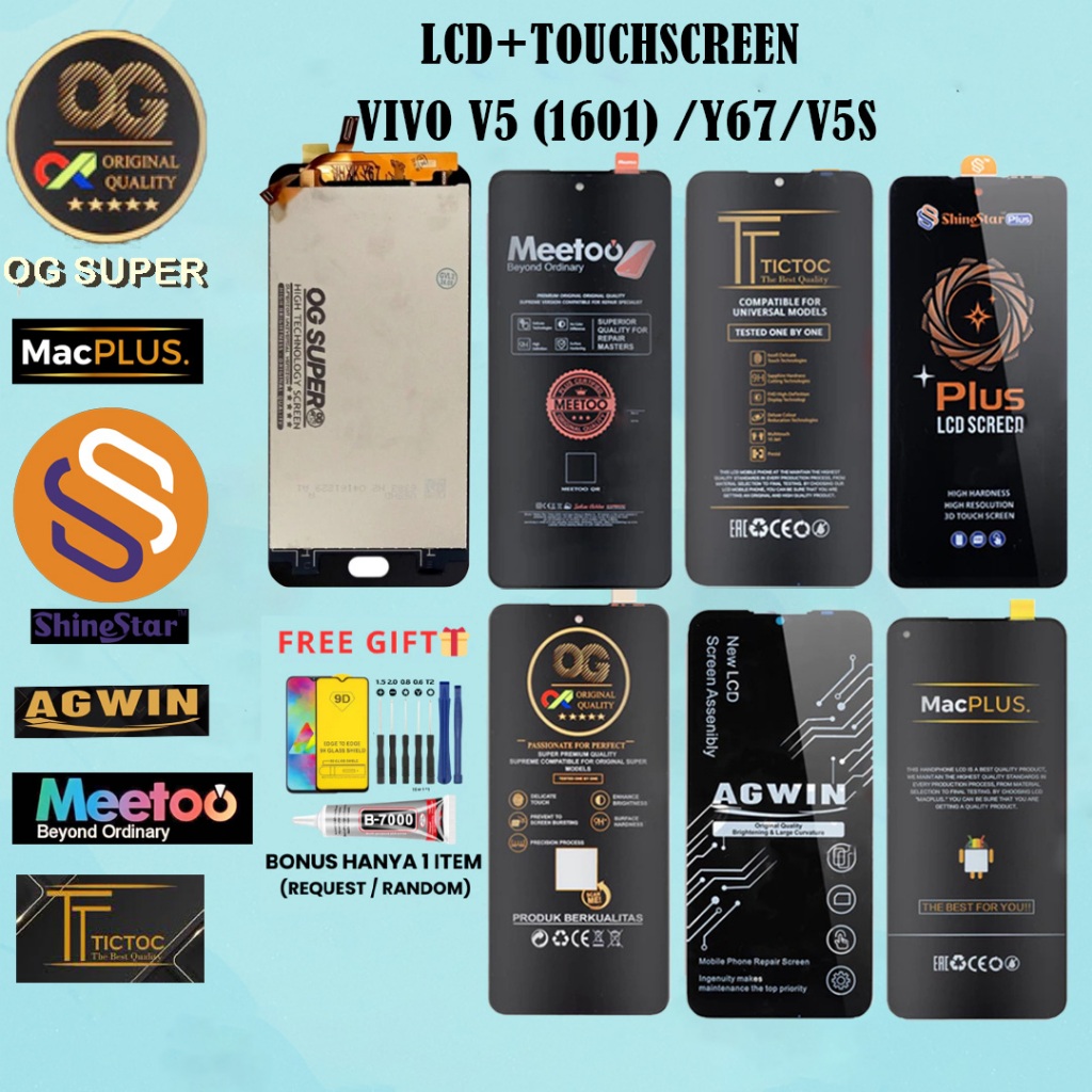 LCD + TOUCHSCREEN VIVO V5 (1601) / Y67 / V5S FULL SET ORIGINAL