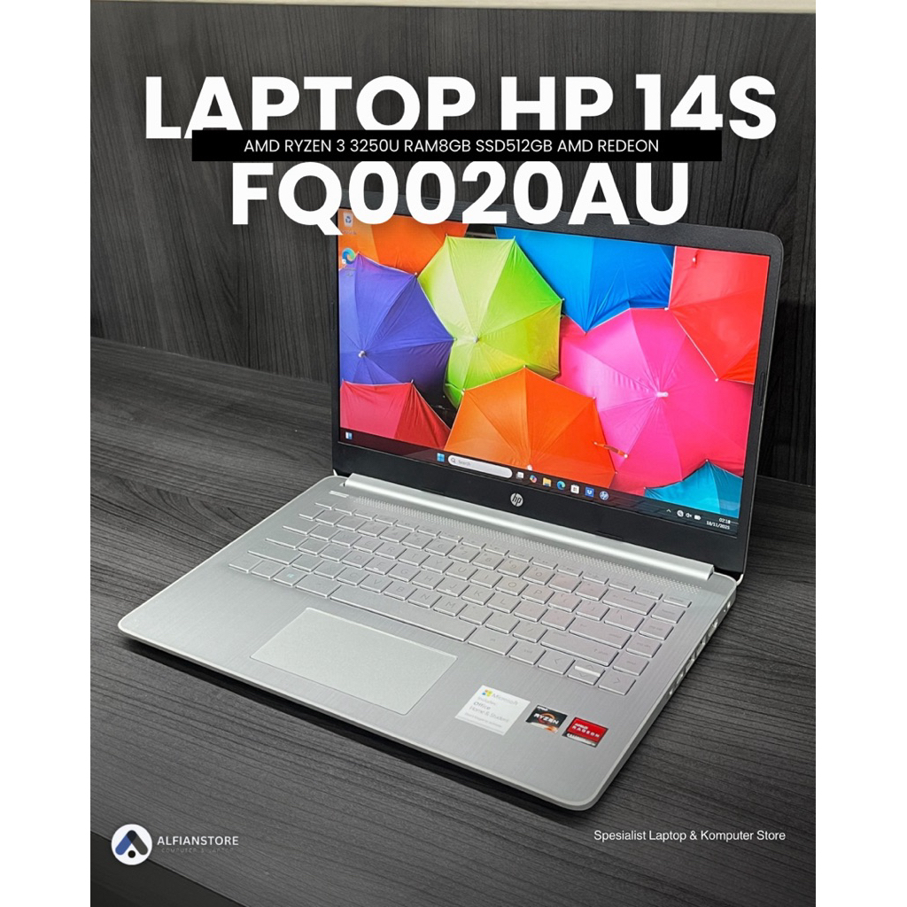 LAPTOP HP 14S FQ0020AU AMD RYZEN 3 3250U RAM8GB SSD512GB