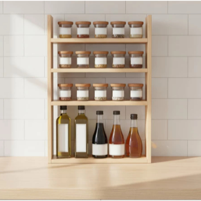 Rak Bumbu Dapur Kayu Susun Tempat Toples Bumbu Rak Dapur Kayu Minimalis Rak Susun Estetik