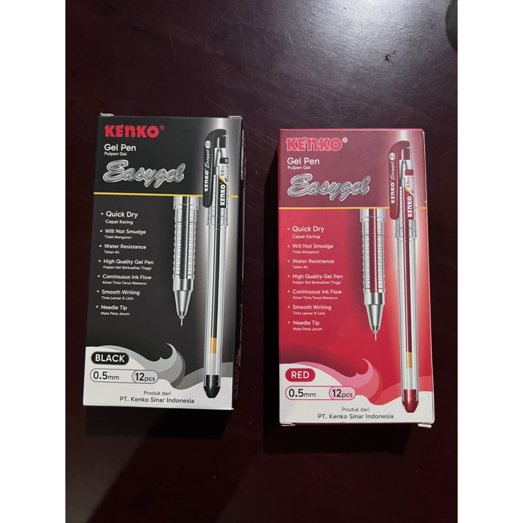 Pulpen Kenko Easy Gel Hitam & Merah Lusin