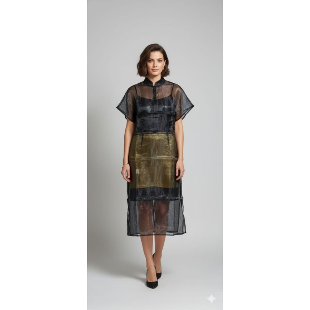 BLACK ORGANZA TOP OUTER