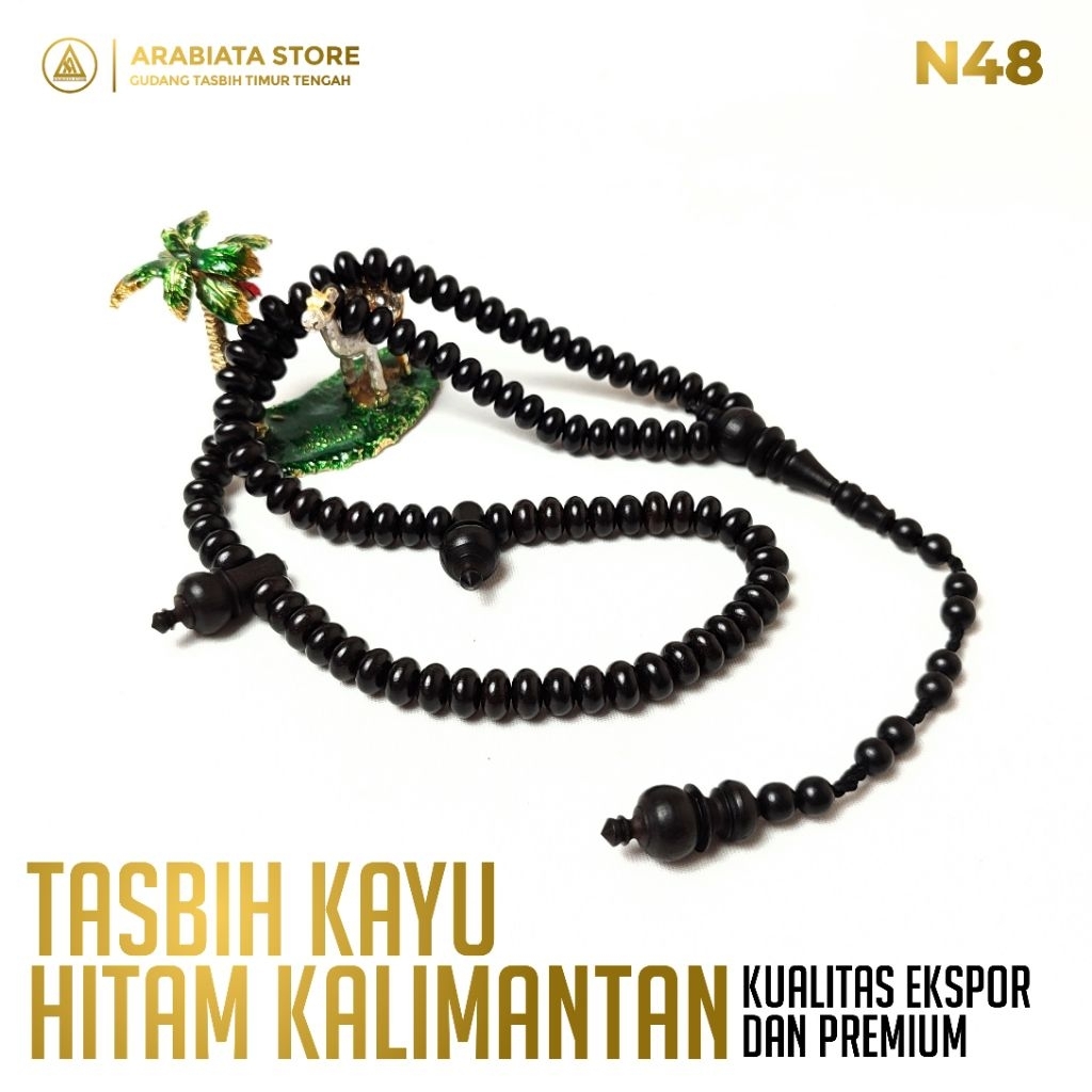 Tasbih Kayu Hitam Kalimantan Asli Black Wood Tasbih