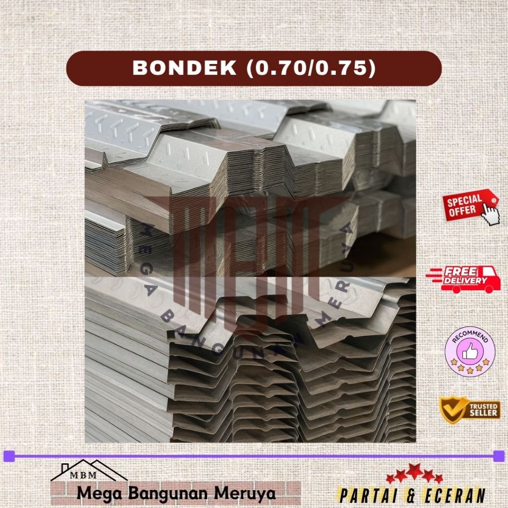 Bondek 0.70 / 0.75 Panjang 5 Meter Bondeck Bondex Plat Baja Alas Cor