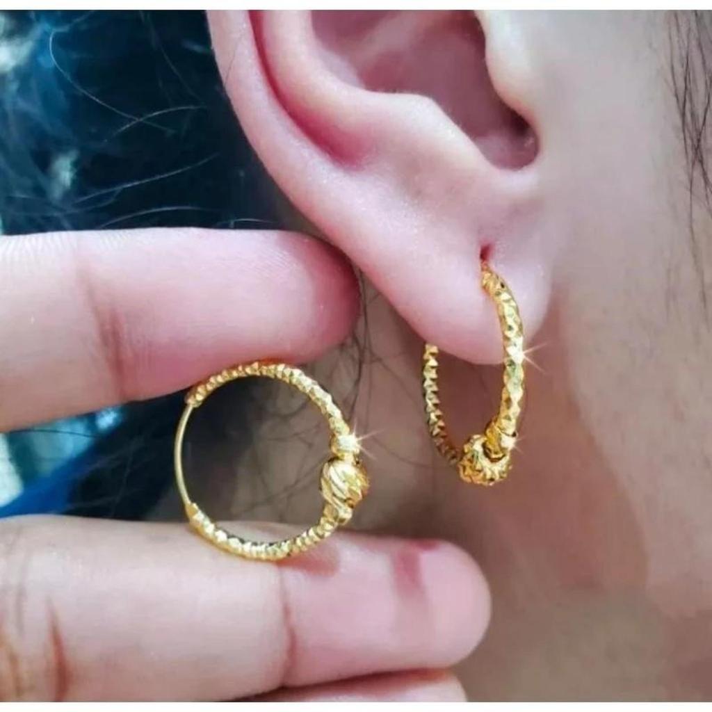 Anting Gipsy Koin Asli 1991 Emas Anti Luntur