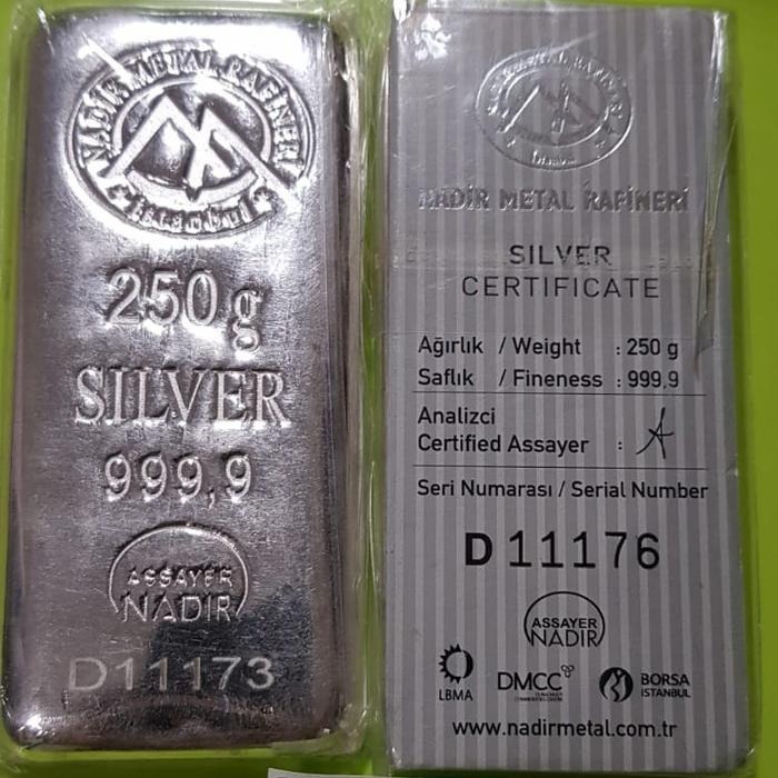 Perak Batangan Nadir 250gr Silver Bar Turki LBMA not Koin RCM Srh Imn