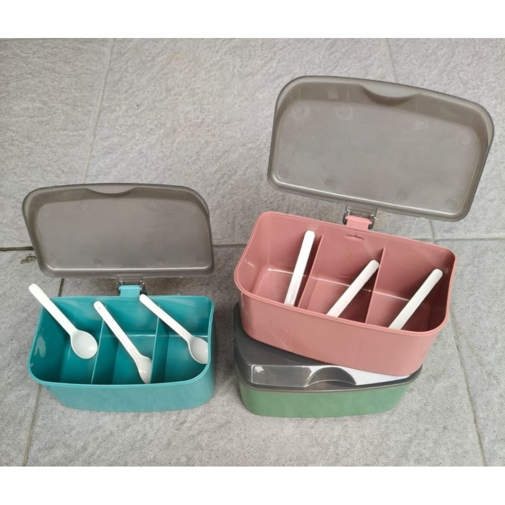 TEMPAT BUMBU DAPUR LEZATO 3 SEKAT FREE SENDOK