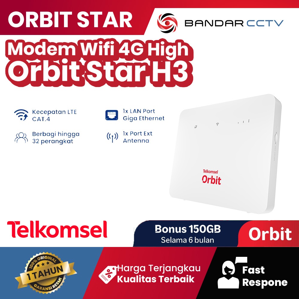 ORBIT STAR H3 (Internet Rumah) Modem Wifi 4G High Speed by TELKOMSEL