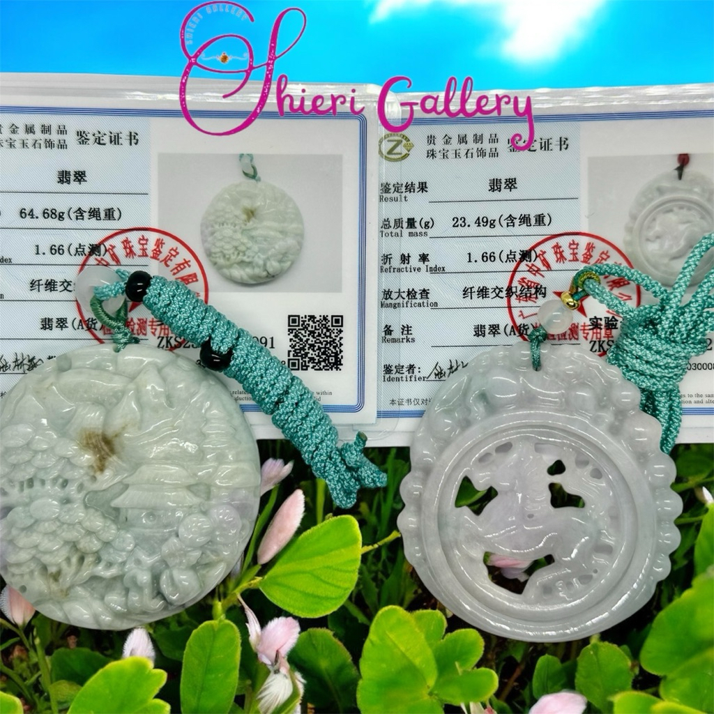 Giok / Giok Burma / Liontin Giok / Liontin Giok Ukir / Pemandangan / Kuda Putar / Kalung Giok / Burm