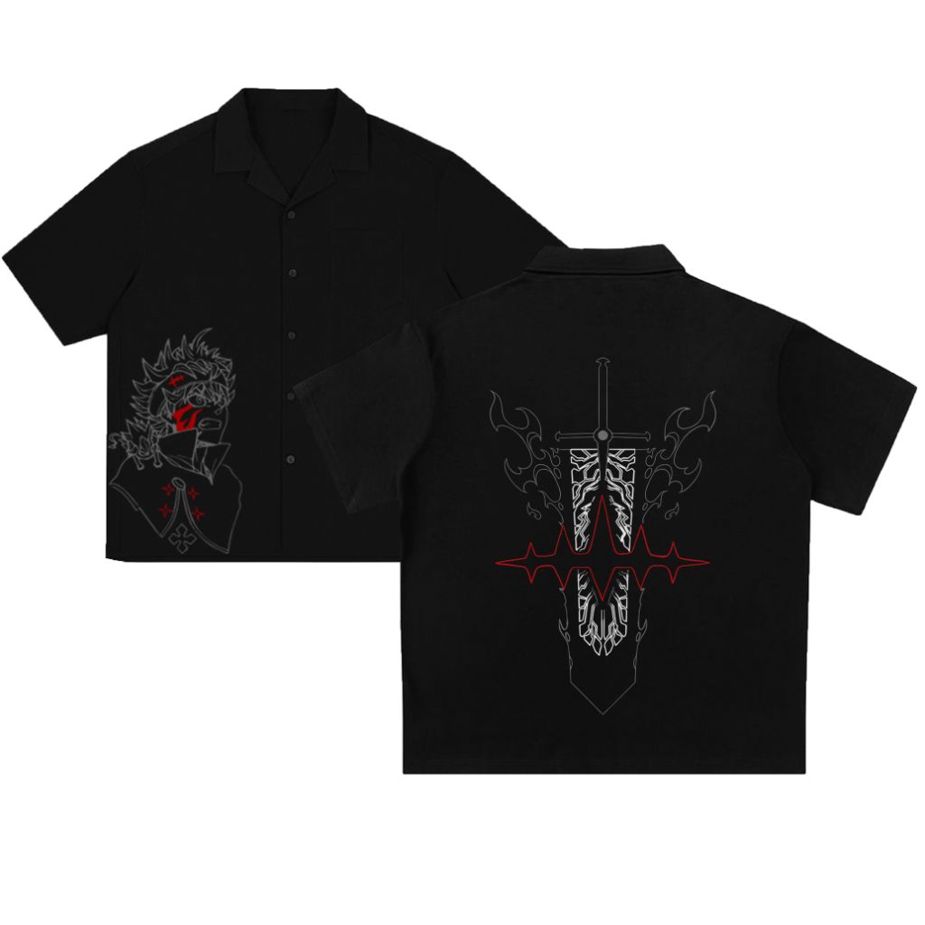 Kemeja Anime Asta Black Clover Rayon Oversize Streetwear