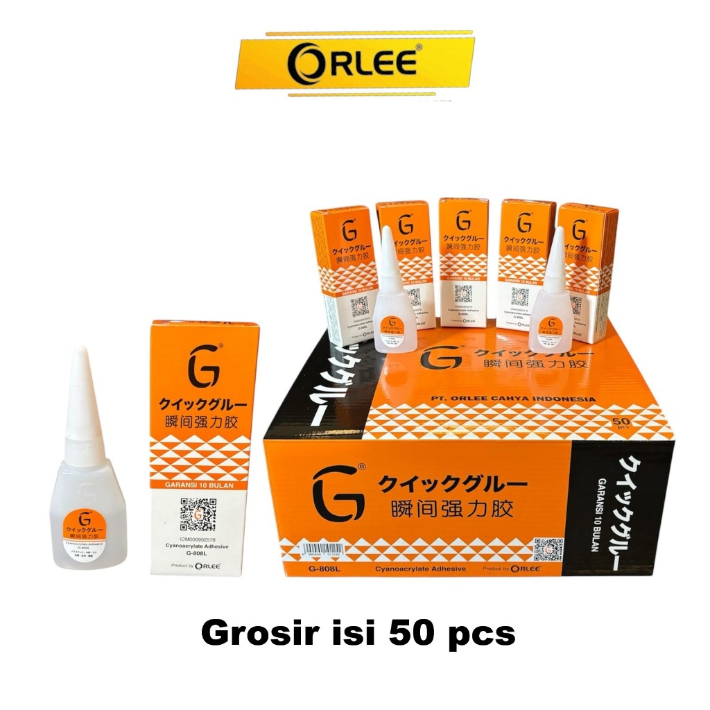 GROSIR 1 Dus Karton Box Kotak isi 50 pcs LEM G KOREA BY ORLEE G808L LEM CAIR SETAN industri Instan POWER PLASTIK Logam KARET KAYU BARCODE ORIGINAL ORLEE GARANSI 10 BULAN G 808 L Perekat Super Rekat Serbaguna Multifungsi Epotec GLUE Cepat Kering