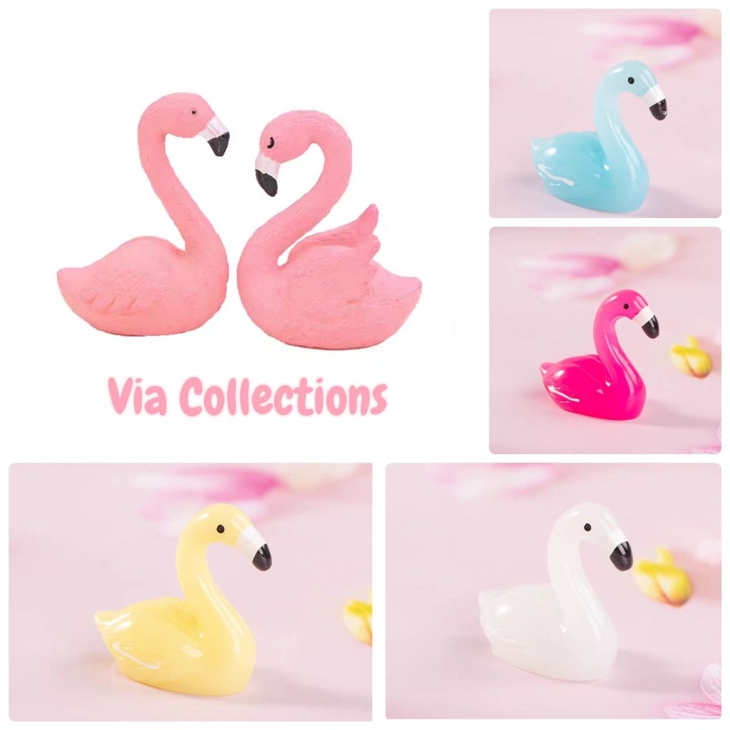 Figure Burung Flamingo Dekorasi, Gantungan Kunci, Topper Cake
