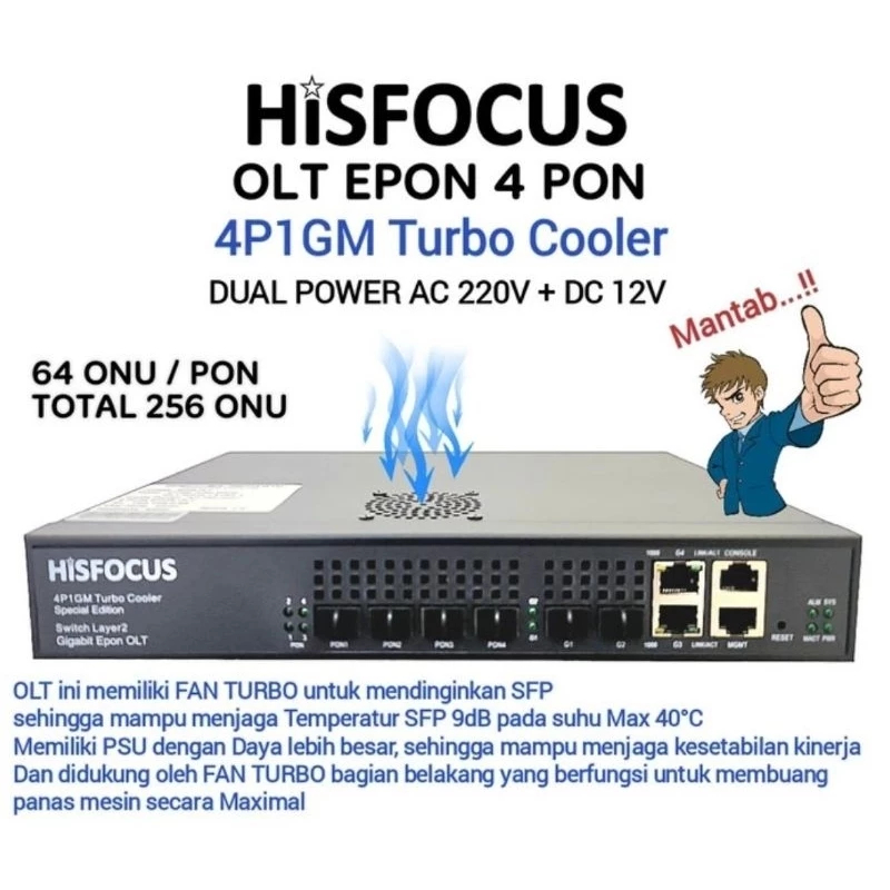 HISFOCUS OLT 4P 1G EPON e pon 4 p 1 g his focus hi sfocus OLT 4P1GM