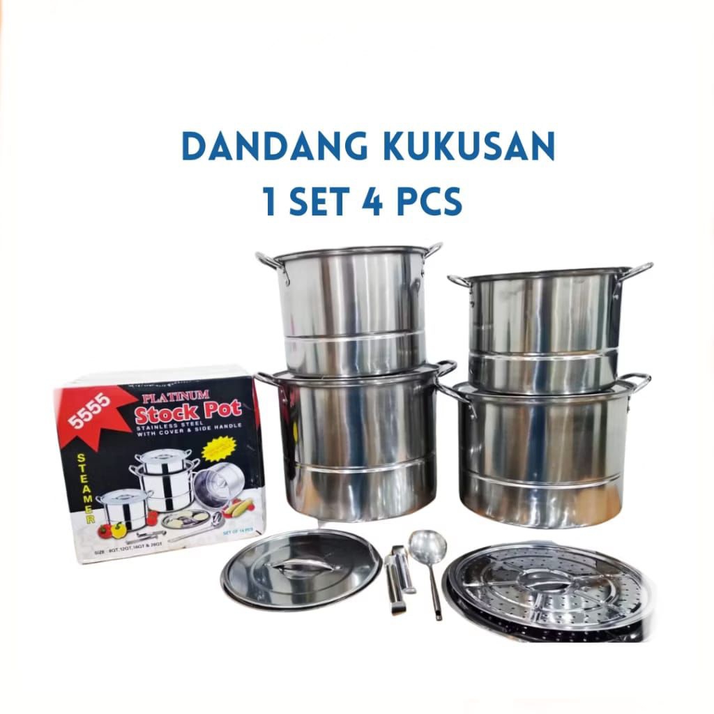 KUKUSAN STAINLESS SET 4 / DANDANG SET / PANCI SET / STOCK POT STAINLESS