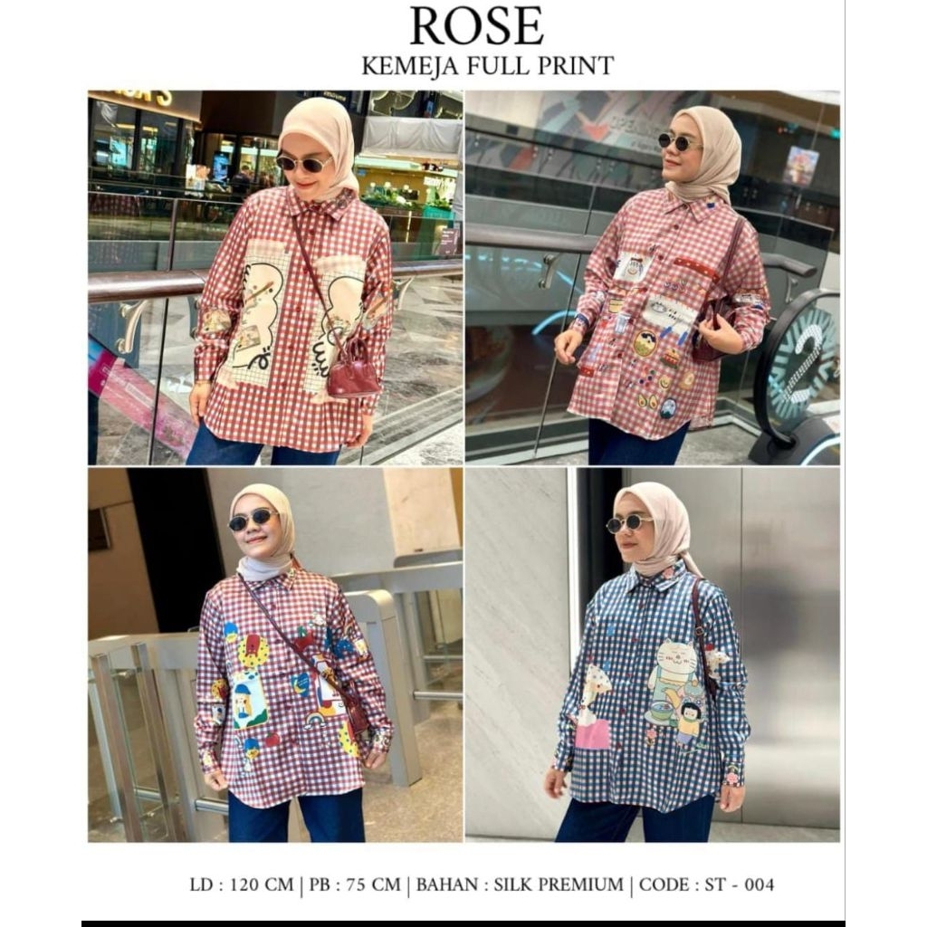 kemeja wanita toyobo printed kemeja wanita silk print premium abira