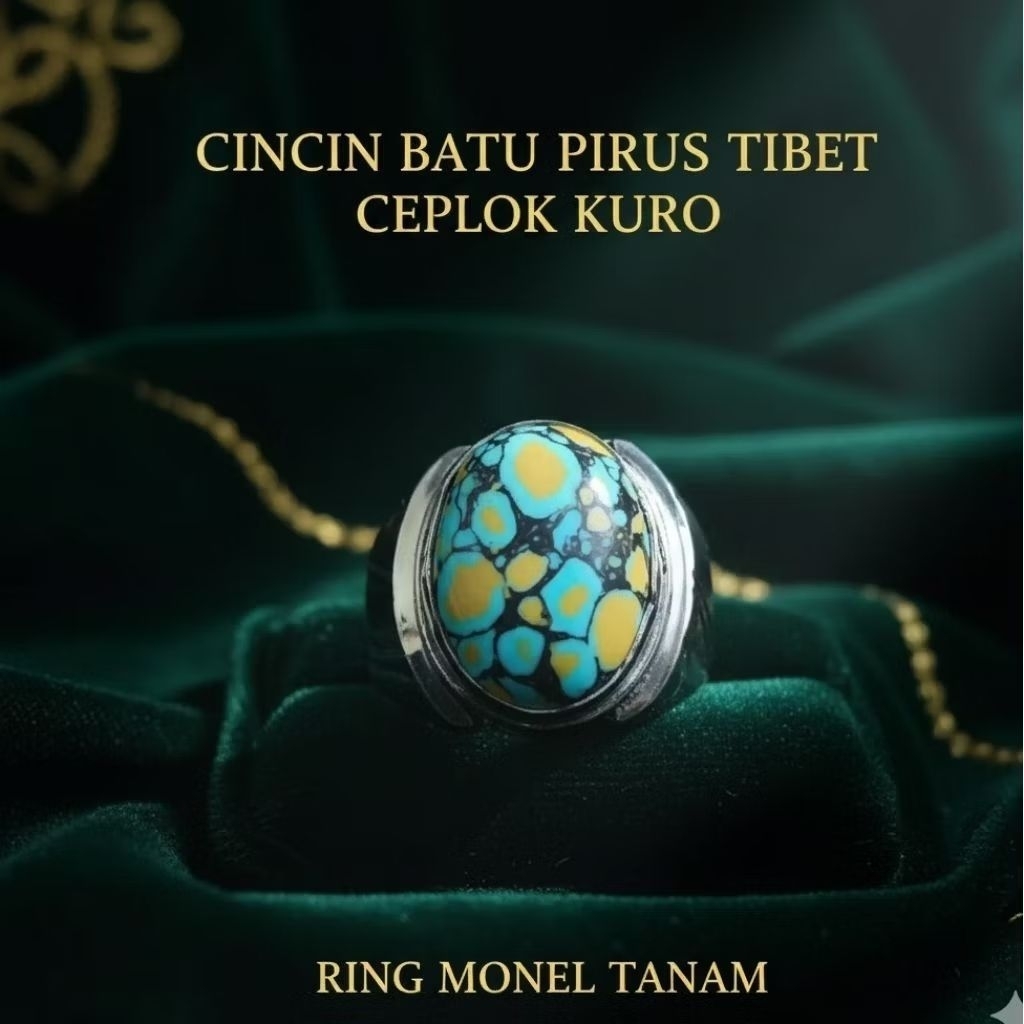 cincin batu akik pirus tibet ceplok kuro mban monel tanam terbaik