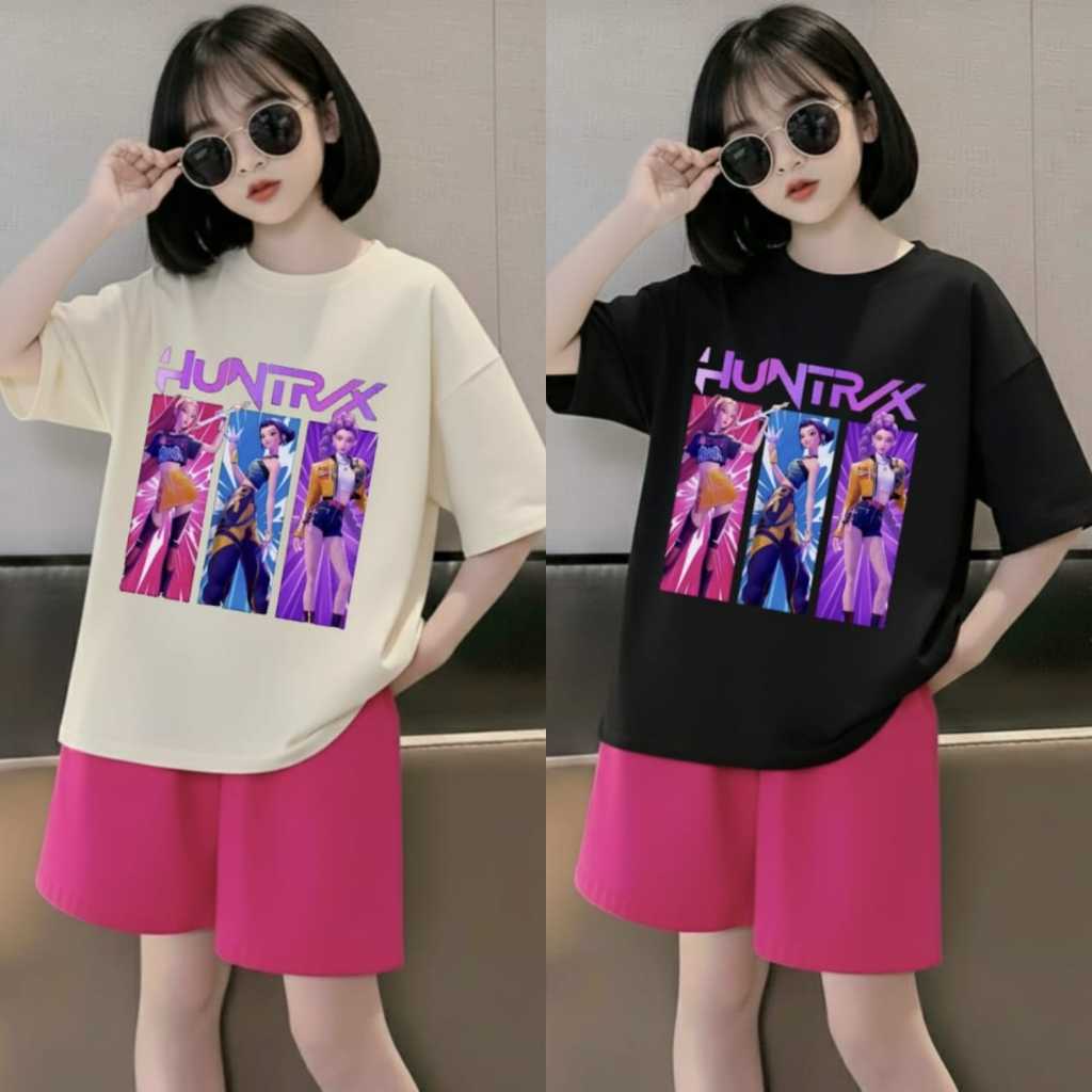 Setelan OVERSIZE HUNTRIX Anak Perempuan/Fashion Anak Perempuan/Setelan Anak Perempuan Model Kekinian