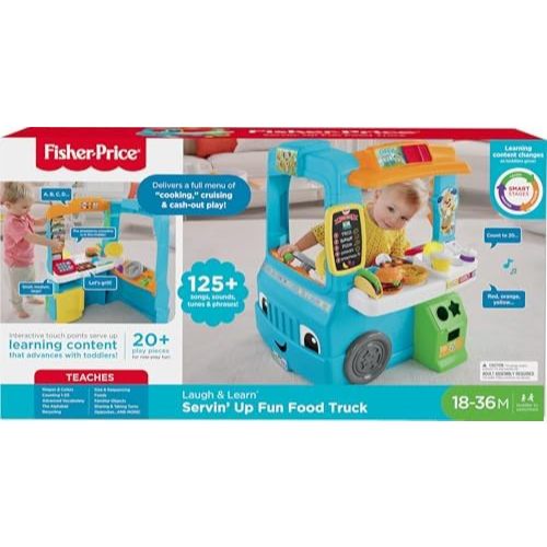 Fisher-Price Toddler Learning Toy Laugh & Learn Servin Up Fun Food Truck Electronic Playset Ages 18+