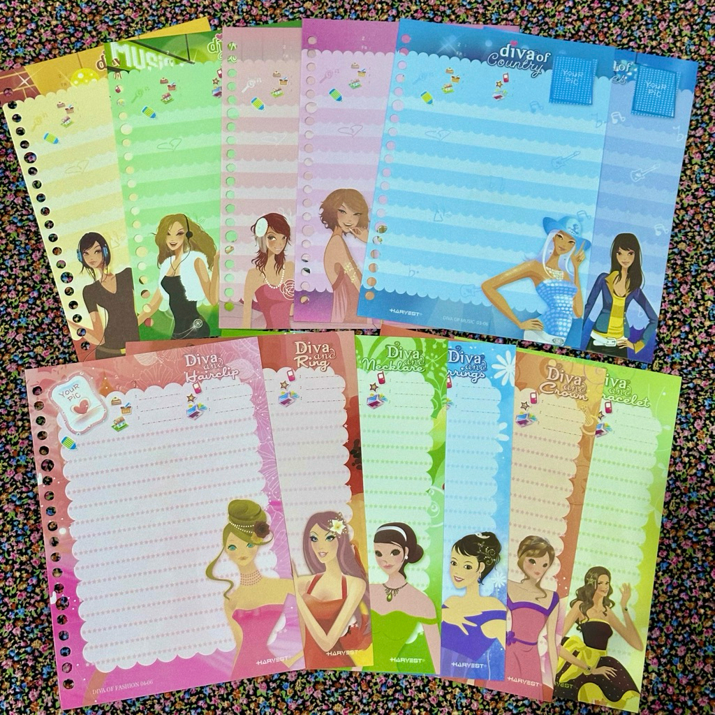 12 LEMBAR ms diva harvest kertas binder loose leaf karakter
