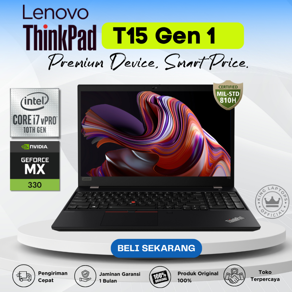 Lenovo Thinkpad T15 Gen 1 Core i7-10th RAM 40GB SSD 1TB Nvidia MX330 Original