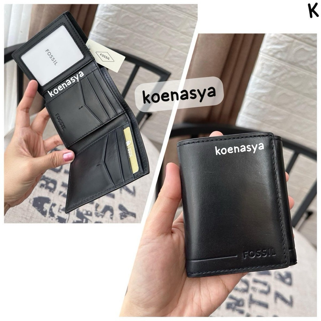 baru dompet pria foss*l original wallet allen trifold black new dompet lipat