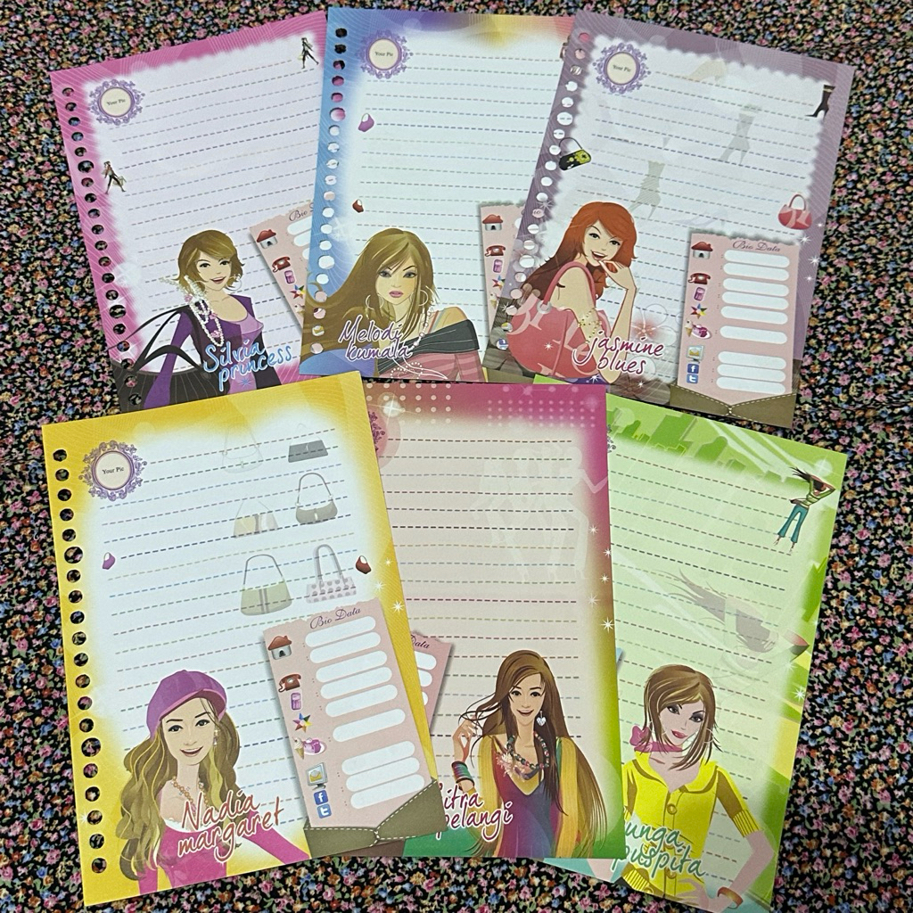 6 LEMBAR ms harvest kertas binder loose leaf karakter